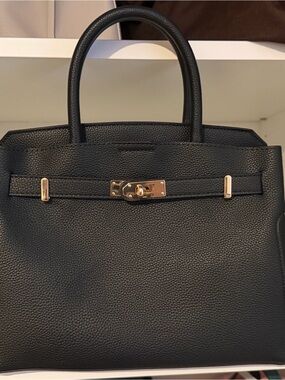 Call It Spring Black Satchel with Gold Hardware
